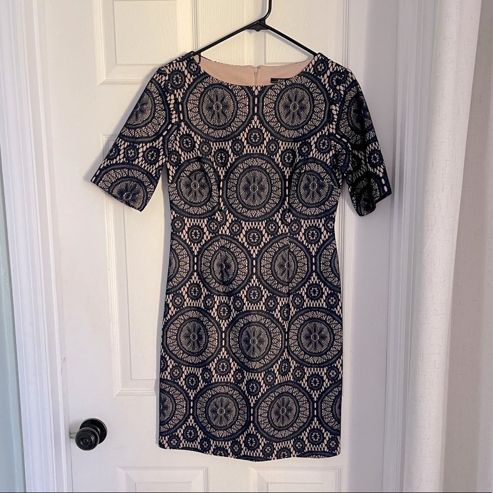 Beautiful navy lace over laying a nude/cream
